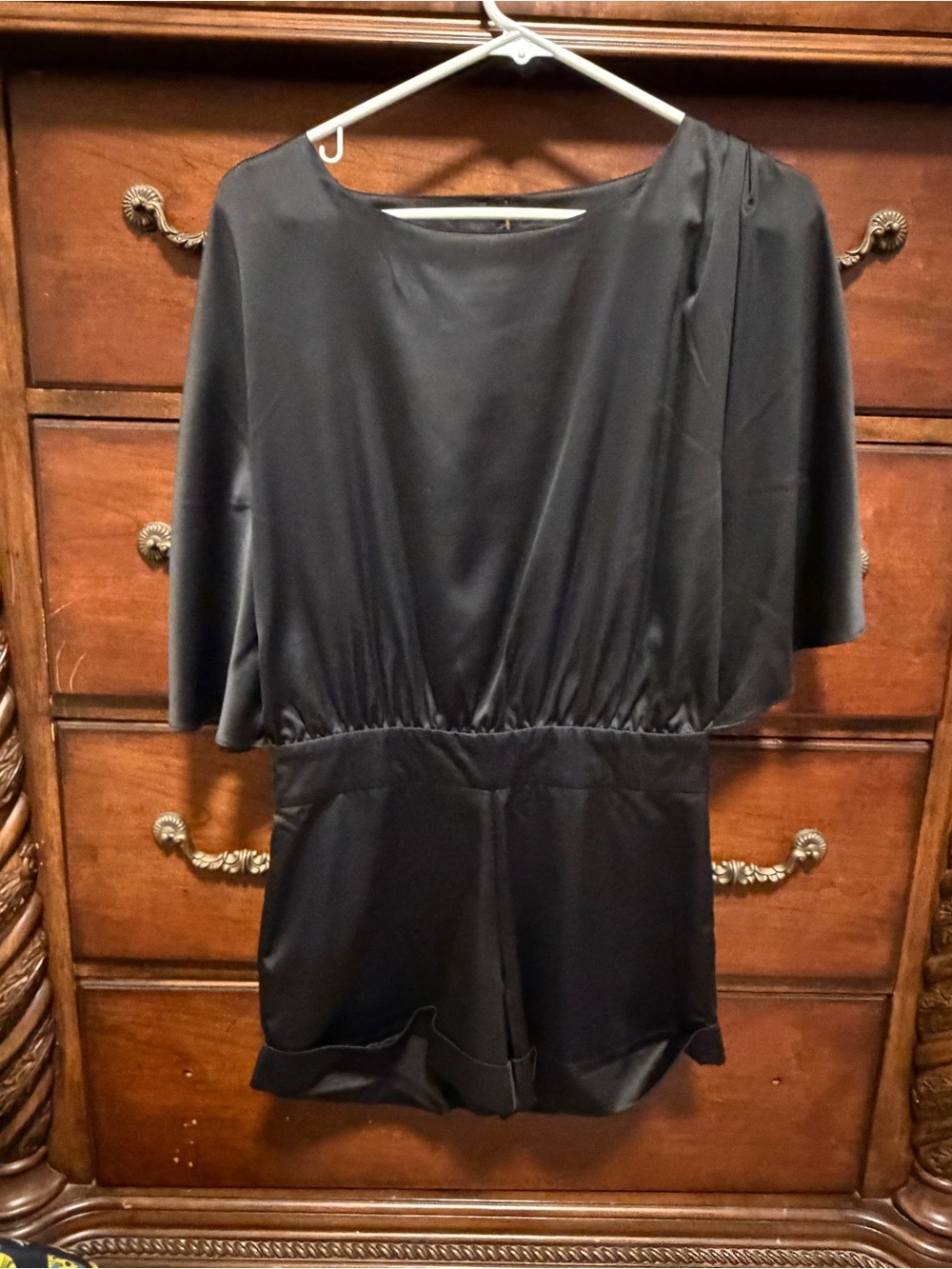Black silky romper